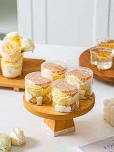 Round Dessert Jar Mousse Cream Fruit Cake Packing Box Disposable Mousse Desser Cup Hard Plastic PS Transparent Cup