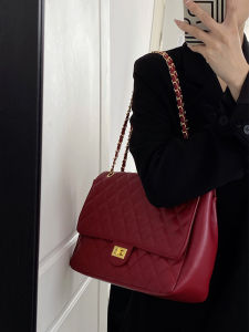 กระเป๋าสะพายไหล่สีแดง Clever&Ketch สำหรับผู้หญิง กระเป๋าสะพายข้างทรงกลมขนาดใหญ่ ปิดด้วยซิป ผ้าไนลอน