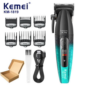 Kemei | Tông Đơ Cắt Tóc Điện Chuyên Nghiệp Kemei 1819 Cho Nam Tông Đơ Cắt Tóc Không Dây Có Thể Sạc Lại Với 5 Lưỡi Dao Có Thể Điều Chỉnh Máy Cắt Tóc Chất Lượng Cao