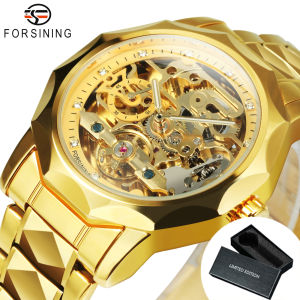 Forsining | Forsining Fashion Tourbillon Mens Watches Top Brand Luxury Skeleton Automatic Mechanical Watch for Men Stainless Steel Strap