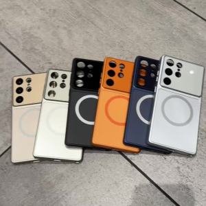 For Magsafe Magnetic Phone Case for Samsung Galaxy S26 Plus S25 S24 S23 Ultra Large Window Frosted Shockproof Protective Cover