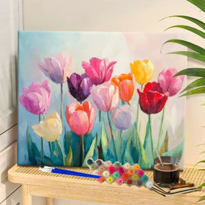 BILIBILI | Painting By Numbers Colorful Tulips Acrylic Paint Canvas Dropshipping Portrait Family Children Photo Christmas Gifts
