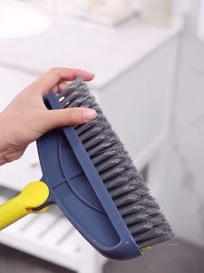 BOSSLU Sikat Pembersih Kamar Mandi Sikat Lantai Celah Bentuk V Dengan Serokan Air Wiper Serbaguna