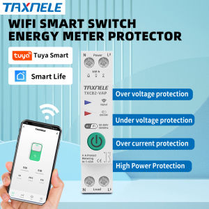 63A TUYA WIFI Smart Switch Pengukur Energi 1P+N 110VAC 230VAC KWh Pengukuran Pemantauan Pemutus Sirkuit Pengatur Waktu Relai MCB Smart Life