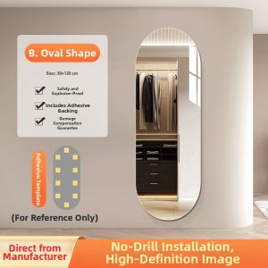 NAIFUNA | Self-adhesive Full-length Mirror for Wall High-definition Makeup