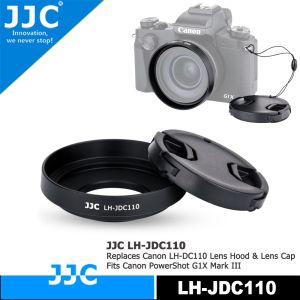 JJC ที่บังเลนส์ฮูดโลหะ LH-DC110พอดีกับกล้อง Canon PowerShot G1X Mark III ทำให้สามารถใส่49แผ่นกรอง Mm และฝาครอบเลนส์ได้เลนส์ ABS ฝาครอบเลนส์และเลนส์ฮูดทำอะลูมินัมอัลลอย