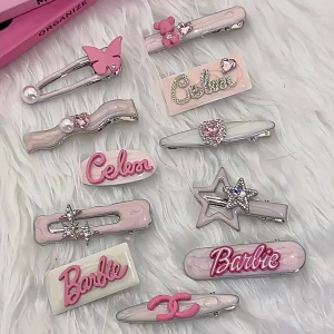 7Pcs High-grade galaxy thin flash sweet love hairpin pink bangs clip side clip duckbill clip hairpin