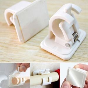 Brackets Hooks,2pcs Self Adhesive Curtain Rod Holder Bracket No Drilling Nail Free Curtain Rod Wall Brackets Hooks Adjustable Drapery Towel Holder Fixing Hook for Home Bathroom Kitchen and Hotel Use