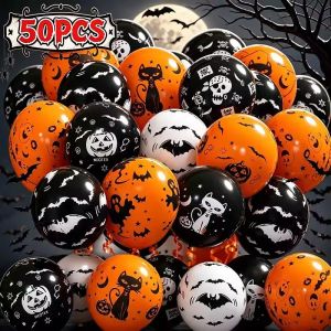 50Pcs 12 Inches Halloween Balloons Creative Pumpkin Ghost Latex Inflatable Balloons Kids Toys Halloween Party Decoration Supplies