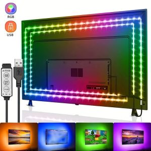 Dải Đèn LED Điều Khiển 3 Phím USB 5V Cho Đèn Nền TV Dải Đèn RGB Mềm Dẻo Trang Trí Nhà Cửa Tiệc Tùng Tuổi Thọ 50.000 Giờ