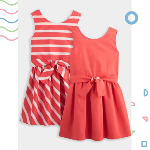 Váy bé gái mùa hè 0KAIDI vải cotton màu đỏ 3-4 tuổi  đầm xòe bé gái có thắt lưng đầm xuất dư bé gái