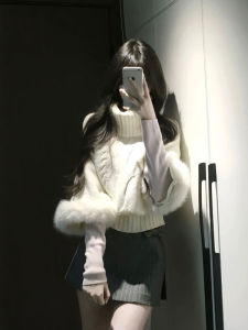 CHANGTONG | Youthful Stylish Ootd Unique 3-Piece Set Knit Cape Top Skirt