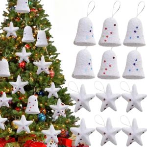 6/12pcs Mini giáng sinh bọt chuông sao mặt dây chuyền tự làm Cây giáng sinh đồ trang trí treo cho năm mới giáng sinh nhà trang trí tiệc