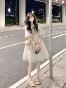 Princess Style Puffy Summer Dress Childrens School Uniform White Skirt Girls Clothing Casual All Seasons Four Seasons