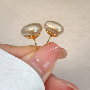 YICAN | Gray Cube Sugar Pearl S925 Sterling Silver Earrings