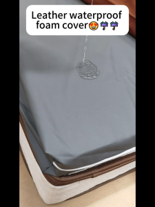 Leather 100% Waterproof Mattress Protector 4/6" Bedsheetwith Zipper Easy Wipe Kid/Elder/Pets Sarung Tilam Kulit Kalis Air