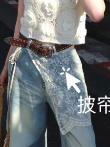 Khăn Lụa Ren Trắng Phong Cách Ballet Mỹ Rèm Quần Short Denim Đa Năng Cho Nữ Mùa Hè 2025 Quần Lưới Ngắn Rèm