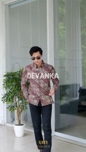 Kemeja Batik Pria Slimfit Motif DEVANKA Lengan Panjang Premium Bahan Katun Furing Solo