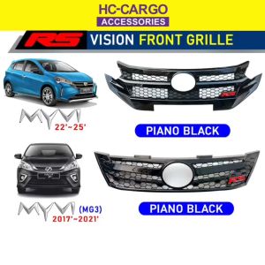 Perodua Myvi G3 2018 - 2025 ABS RS Sport Front Grille ( UV Black ) GLOSSY BLACK PNP Easy Stick On