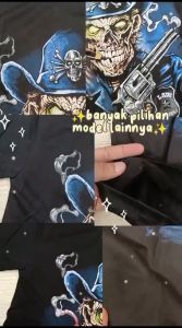 KAOS DISTRO MOTIF TENGKORAK PISTOL / KAOS COWOK / KUALITAS BAGUS/ KAOS OBLONG HITAM
