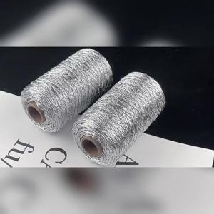 EELHOE | New 200 Meters/Roll Beautiful Shiny Silver Silk Yarn Crochet Hand Knitting Fine Thin Sewing Thread For Summer Cool Cardigan Cape
