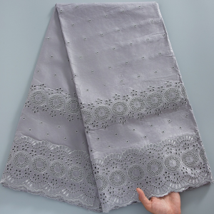 Grey African Swiss Voile Lace Fabric For Men Embroidery African Dry Cotton Lace High-End Fashion Swiss Lace For Male Formal Ou