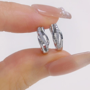 LAZO DIAMOND Elegance Swirl Diamond Hoop Earrings in 9k White Gold