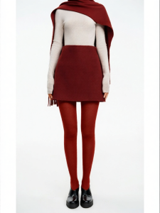 High Waist A-Line Skirt Red Wool Short Skirt
