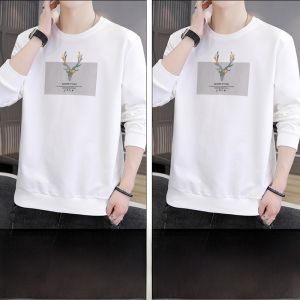 ROMON | Áo nỉ nam cổ tròn in họa tiết mùa xuân hè mới thời trang thường ngày cotton pha polyester áo thun dài tay thoải mái thoáng khí