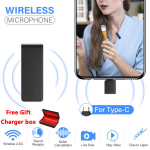 Wireless Lavalier Microphone Portable Audio Video Recording Mini Mic for Phone Live Broadcast Gaming Phone Microfonoe