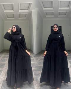 Belvina dress Gamis idul fitri series vol 1 gamis polo linen polos wanita busi lebaran elegan