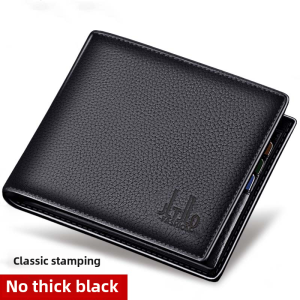 JLTJLO Leather Wallet for Men Short Cowhide Billfold with Zipper Clip-On Design Business Casual Style Plenty of Compartments