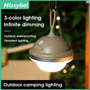 ไฟแคมป์ปิ้ง LED แบบพกพาใหม่ไฟแขวนเชือกเชือกซิลิโคนสภาพแวดล้อมหรี่ไฟได้ไม่ต้องติดไฟฉุกเฉินกลางแจ้งกันน้ำไฟทำงานกลางแจ้งชนิด C ชาร์จไฟได้