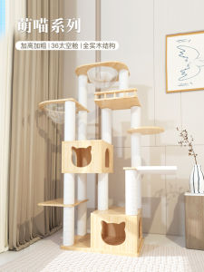 Pet Beiya Solid Wood Large Cat Climbing Frame Cat Nest Cat Tree Integrated Space Capsule Luxury Rubber Wood Cat Tower For Home