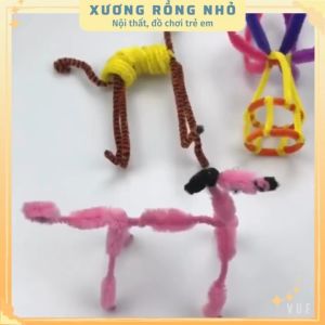 Kẽm nhung kẽm lông bó 100 sợi mix màu cho bé sáng tạo làm đồ handmade thủ công