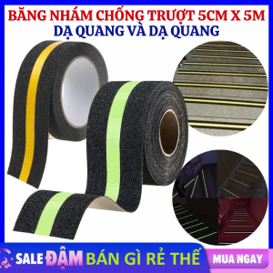 Băng Dính - Băng Keo Nhám Chống Trượt Dạ Quang  Phản Quang Phát Sáng Dán Bậc Cầu Thang Bật Thềm 5cmx5m / Băng Keo Chống Trượt