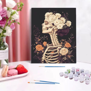 Painting Paints By Numbers Skeleton Halloween Gift Fun Handmade Painting Diy Paint Kit On Canvas Picture Home Decoration