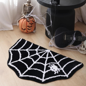 VIKAMA Halloween Bat Thảm Tắm Mềm Mại Thấm Hút Chống Trơn Trượt Thảm Trải Sàn Cho Lối Vào Phòng Ngủ Nhà Bếp Trang Trí Nhà PVC Lưng Họa Tiết Hoạt Hình