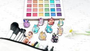 Bandai | Cartoon Monster Floral Fantasy Fox Creature Hard Enamel Pins Colorful Flower Surrounded Animal Metal Lapel Brooch Badges