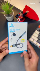 Roker DAC80 Konverter Type-C ke Audio Jack 3.5mm untuk Headset Earphone Headphone Gaming tanpa aplikasi dan Bluetooth