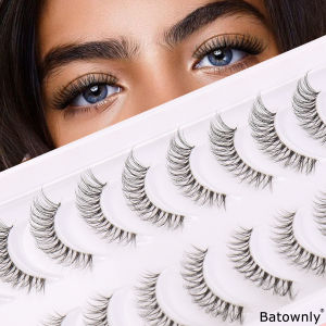 10 Pairs of Natural D Curl Transparent Cross Style False Eyelashes are Suitable for Dating/Work/Meetings