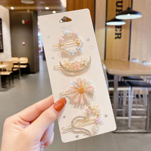 Ready Stock 4PCS/SET Crystal Flower Hair Clip Set Ladies Korean Fashion Flower Hair Pin Set