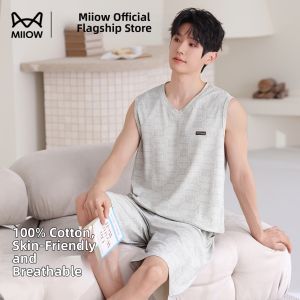 MiiOW | Summer Cotton Tank Top Set Mens Pajamas