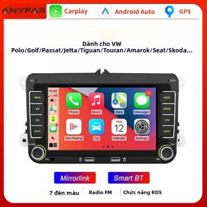 Đầu Phát Media Xe Hơi 2 Din HD RDS Airplay CarPlay Android Auto Stereo Âm Thanh Màn Hình Cảm Ứng Dành Cho Volkswagen Seat Skoda Passat Golf Polo