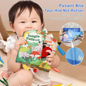 Dimoarch Baby Busy Book 3D Animal Tail Cloth Book Soft Fabrics Toddler Book Wear-resistant For Baby Early Learning Book