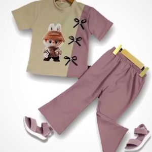 Setelan Baju Anak Perempuan Set Labubu Pita