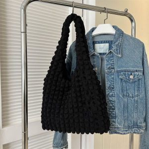 กระเป๋าสะพายไหล่ผ้าใบแบบลำลองสำหรับผู้หญิง ทรงกลม สีสันสดใส กระเป๋าถือแบบลำลอง กระเป๋าผ้าลายเมฆสำหรับเด็กสาว กระเป๋าสะพายไหล่แบบลำลอง