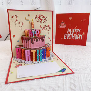 3D Birthday Greeting Card Glowing Cake Design Creative Style for Boyfriend Girlfriend Best Friend Child Elderly Person