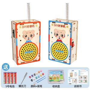 Đồ Chơi Lắp Ráp DIY Gỗ Cho Trẻ Em Máy Phát Thanh Hai Chiều 200 Mét Xuyên Tường Bộ Đồ Chơi Khoa Học Công Nghệ Thủ Công