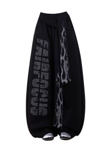 Loose Wide Leg Pants Casual Sporty Jazz Dance Womens Autumn Loose Trousers Draping Flared Pants Asymmetrical Dark Style